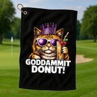 Goddammit Donut Princess Cat Meme Funny Golf Towel thumb 1