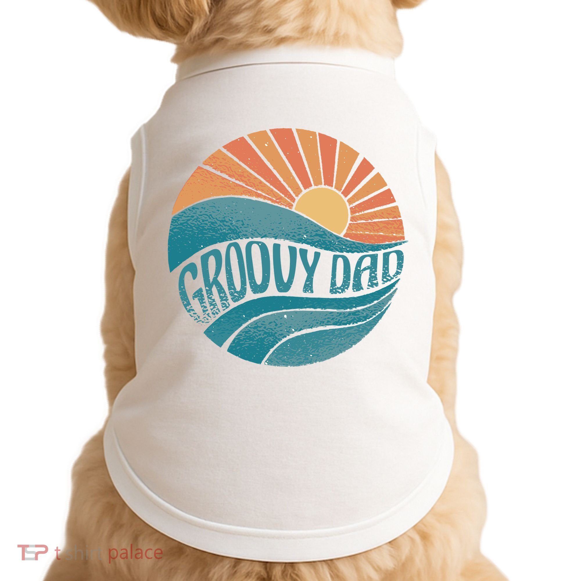 Groovy Dad Retro Sunset Gift Doggie Tank