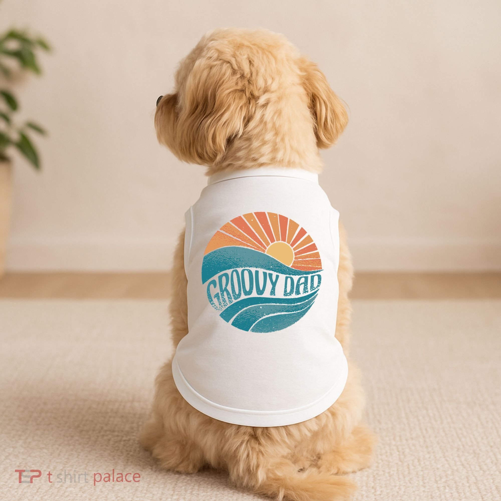 Groovy Dad Retro Sunset Gift Doggie Tank
