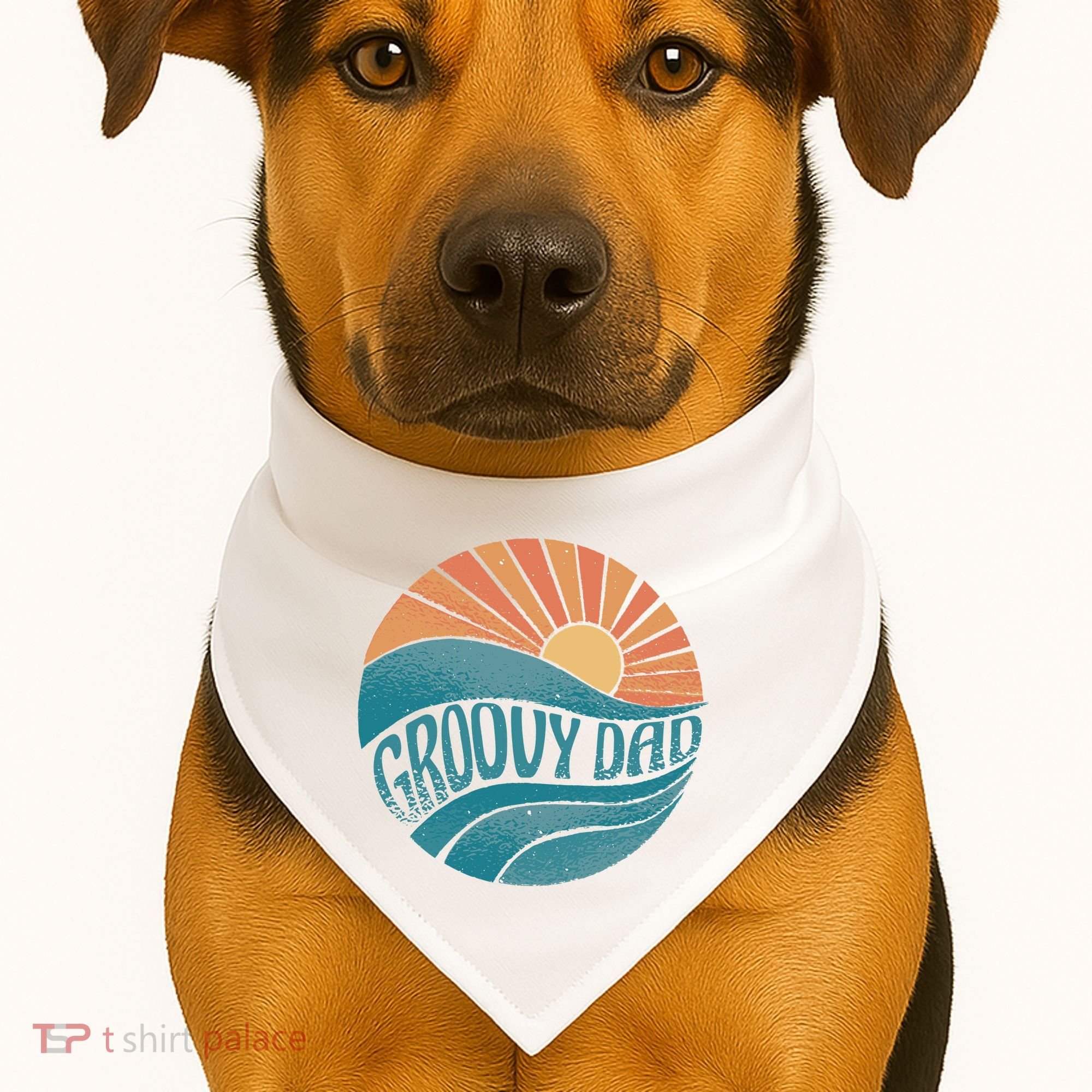 Groovy Dad Retro Sunset Gift USA-Made Doggie Bandana