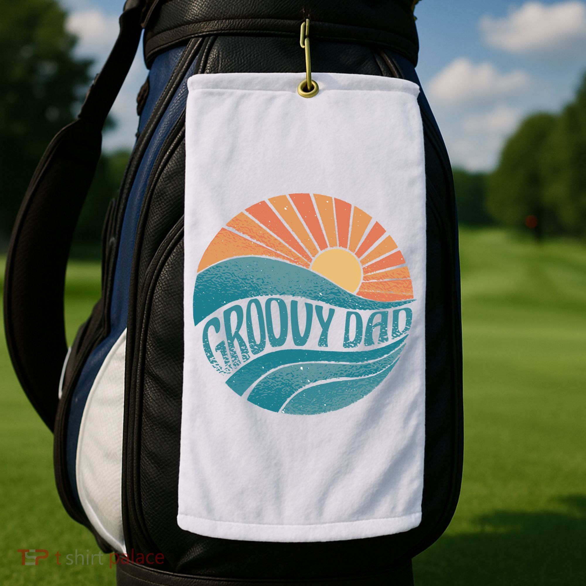Groovy Dad Retro Sunset Gift Golf Towel