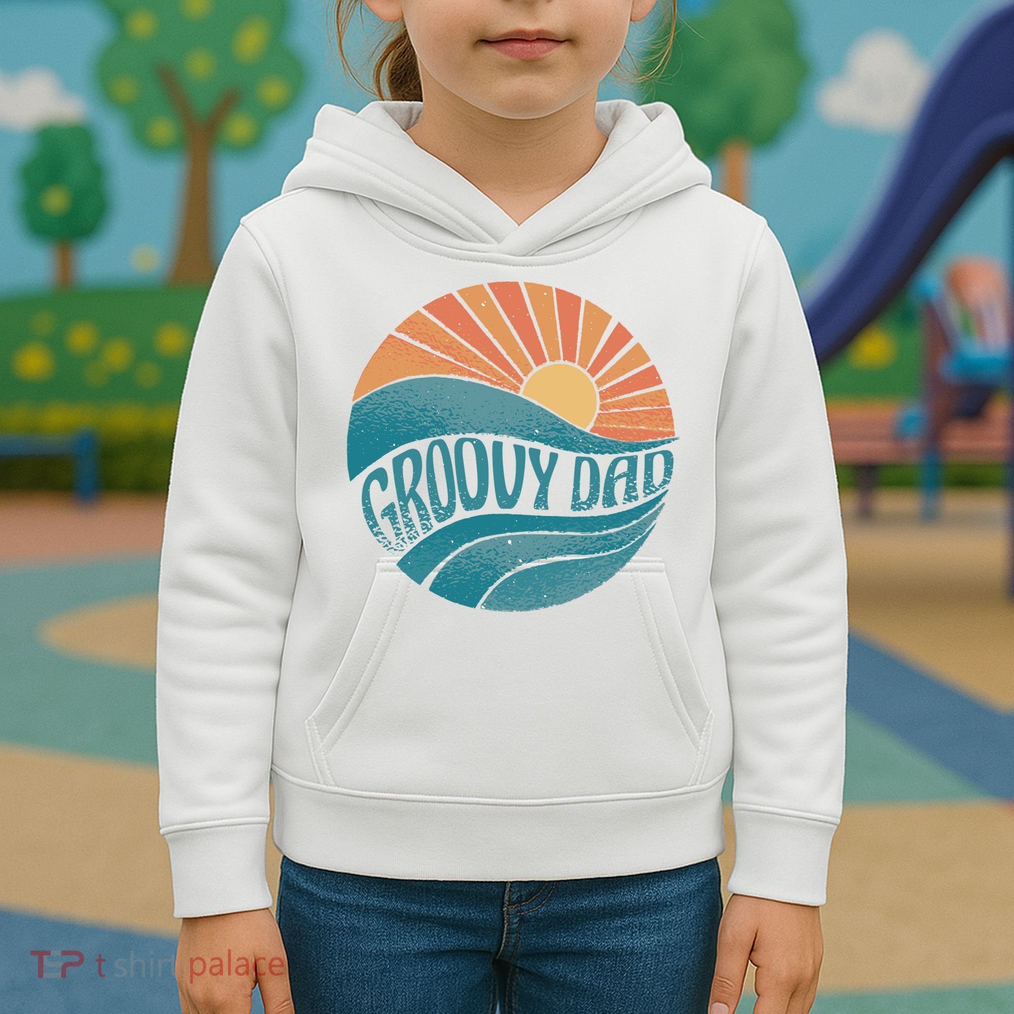 Groovy Dad Retro Sunset Gift Kids Hoodie