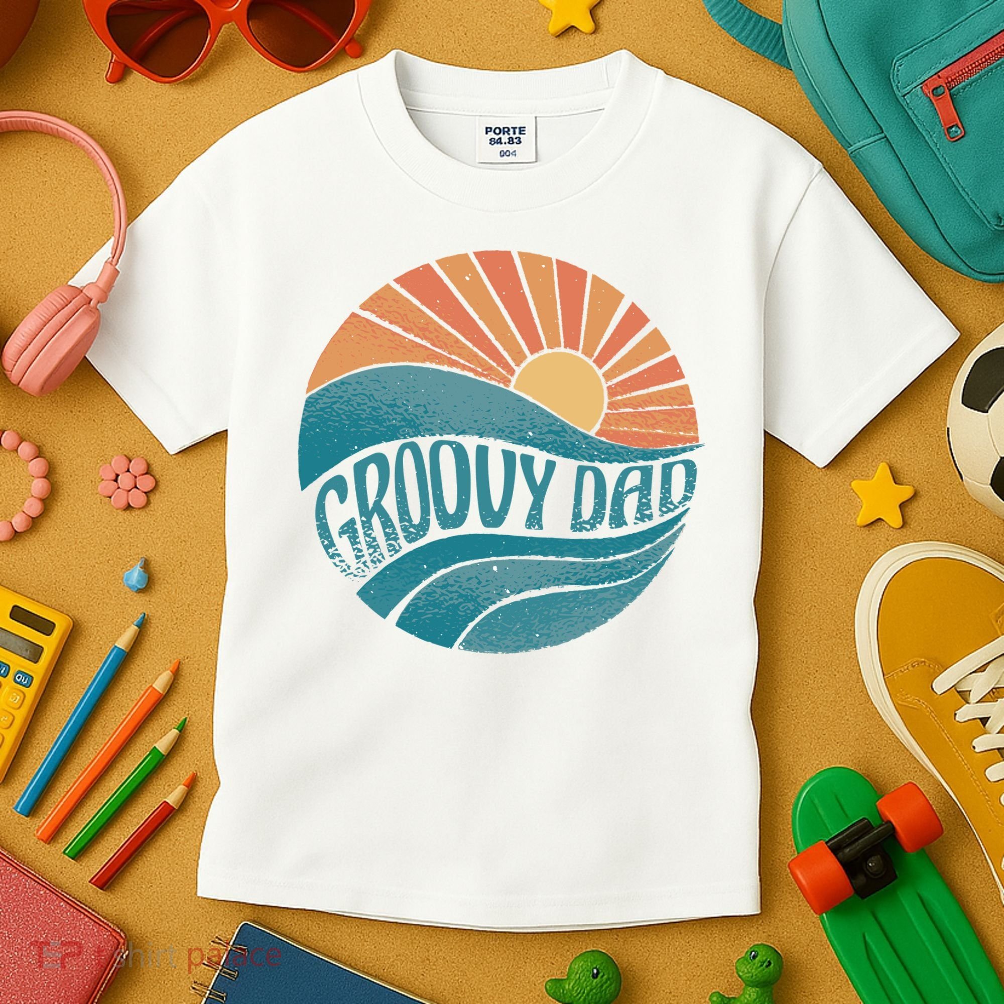 Groovy Dad Retro Sunset Gift Kids T-Shirt