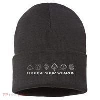 Gamers Dice Rpg Tabletop Gaming Choose Your Weapon Sustainable Knit Beanie thumb 0