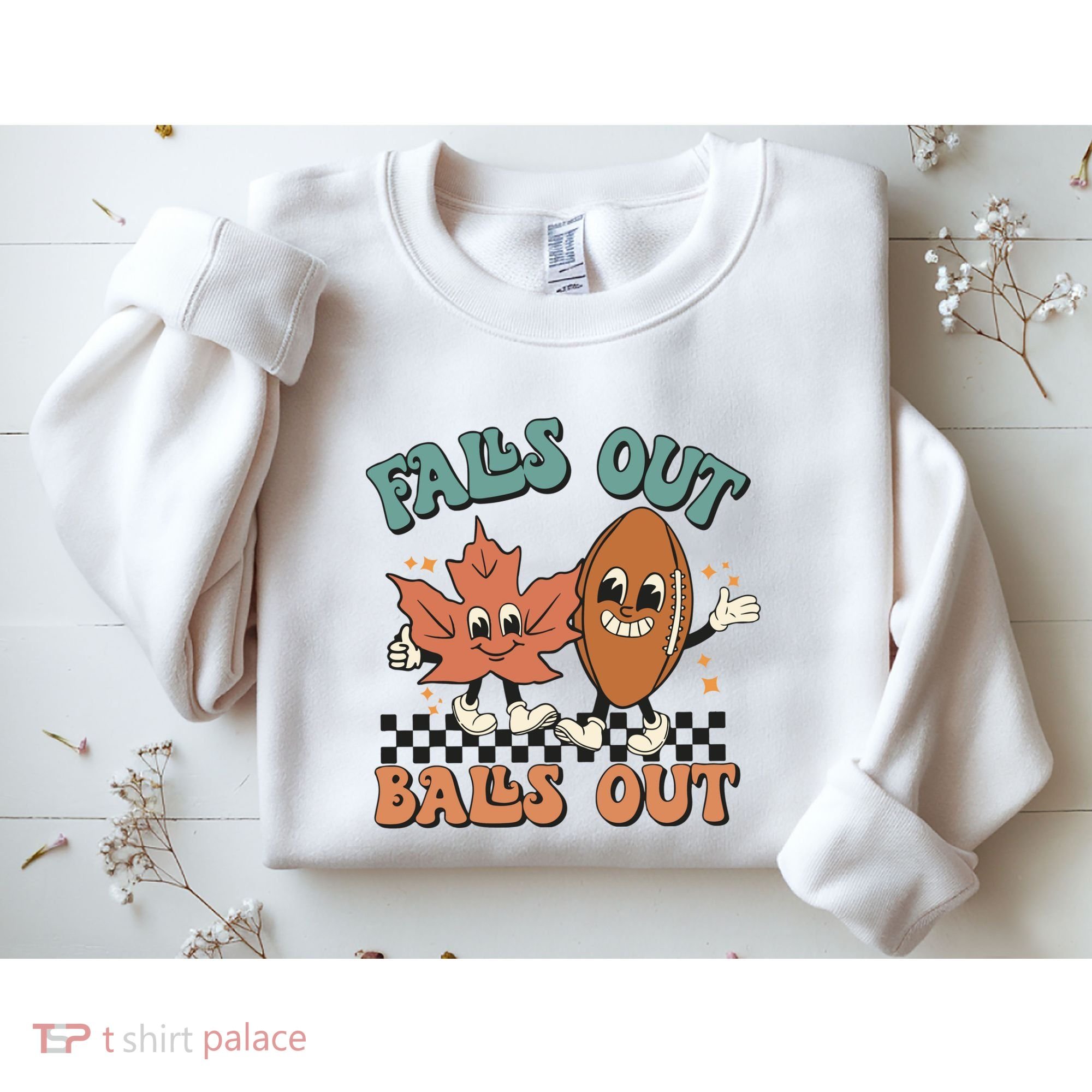 Game Day Retro Football Falls Out Balls Out Sweatshirt