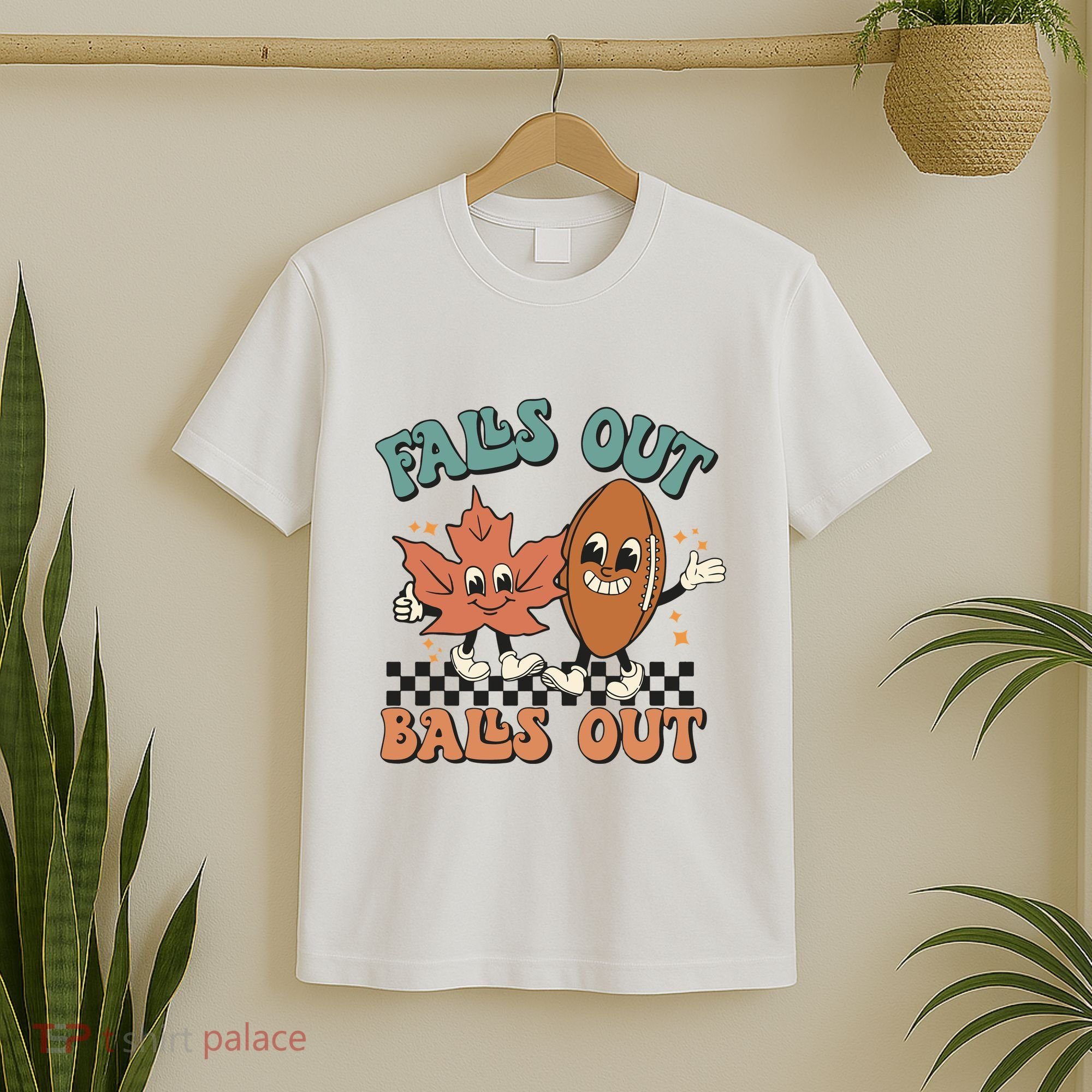 Game Day Retro Football Falls Out Balls Out T-Shirt