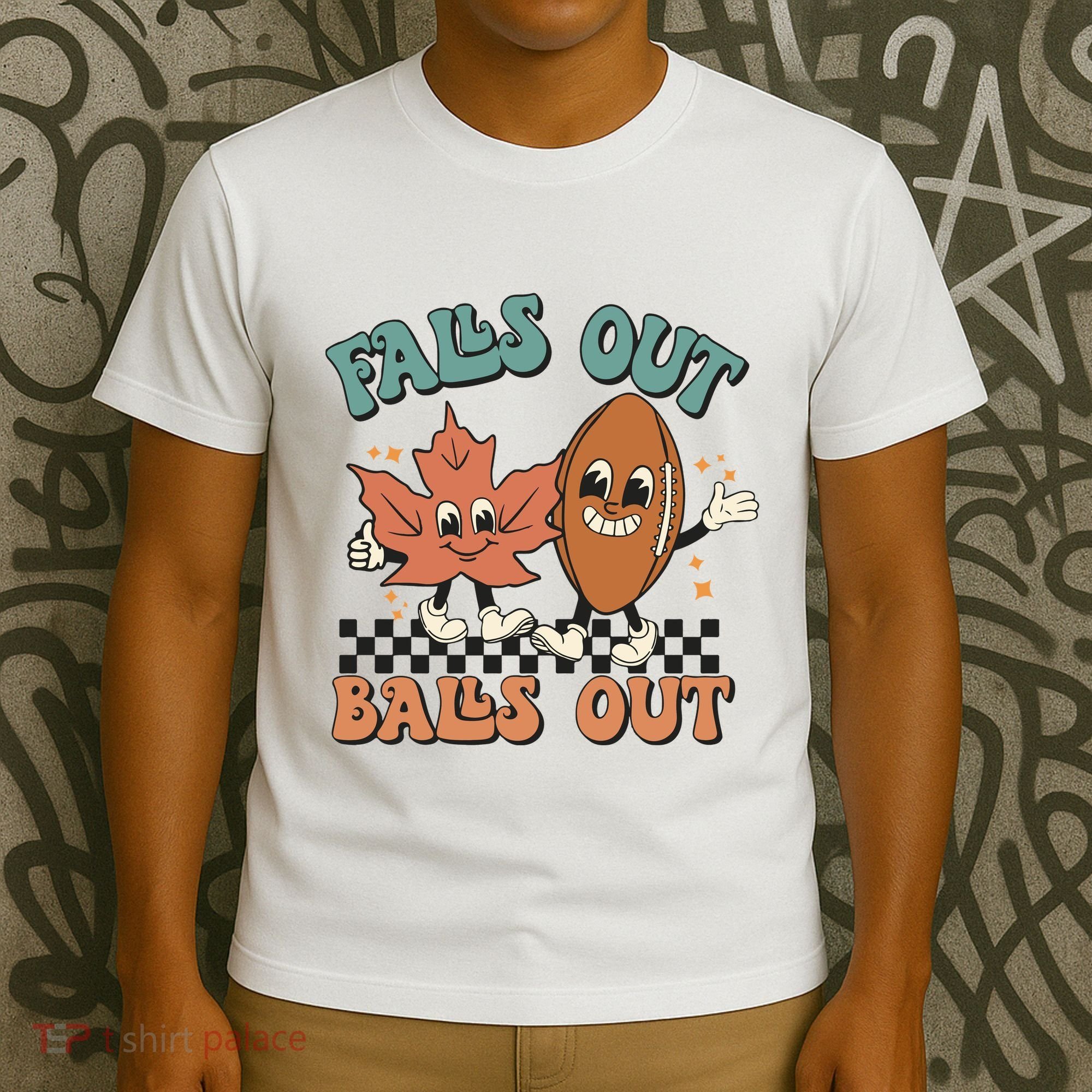 Game Day Retro Football Falls Out Balls Out T-Shirt