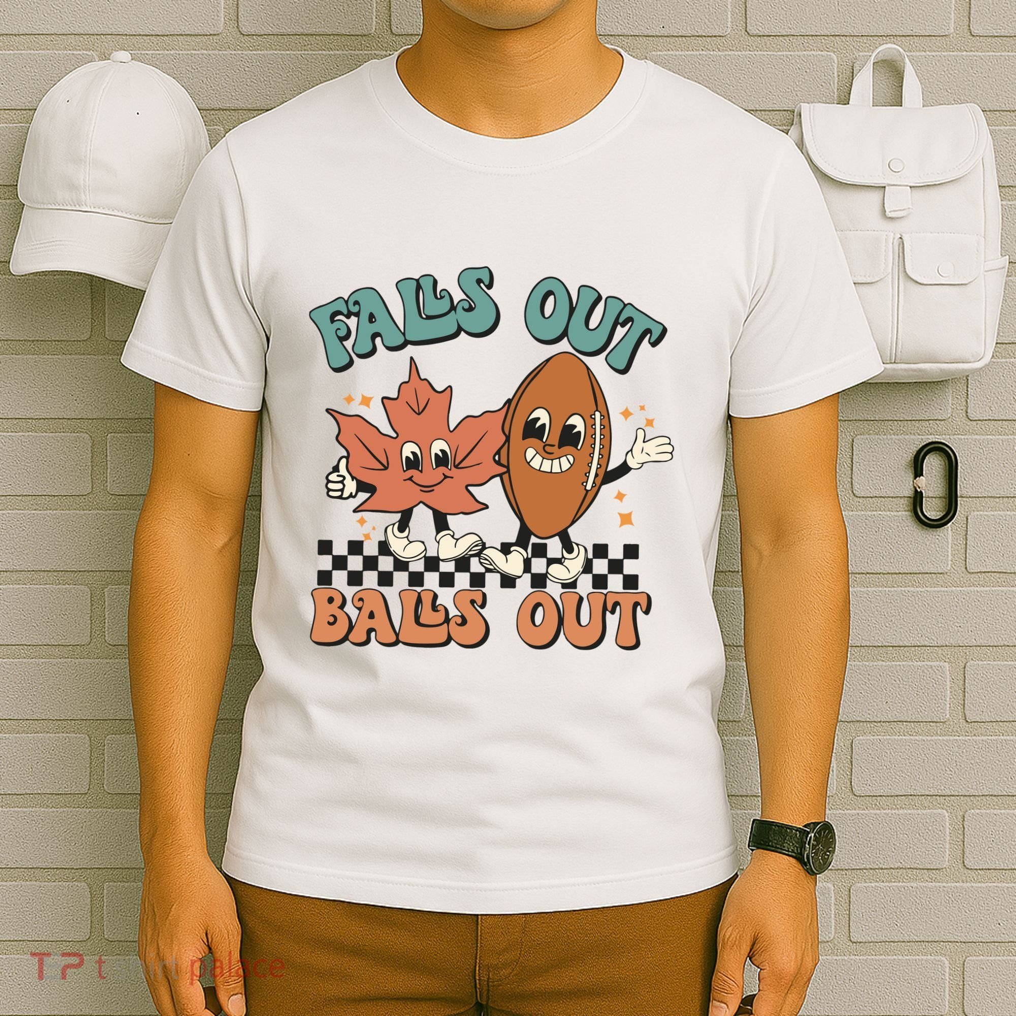 Game Day Retro Football Falls Out Balls Out T-Shirt