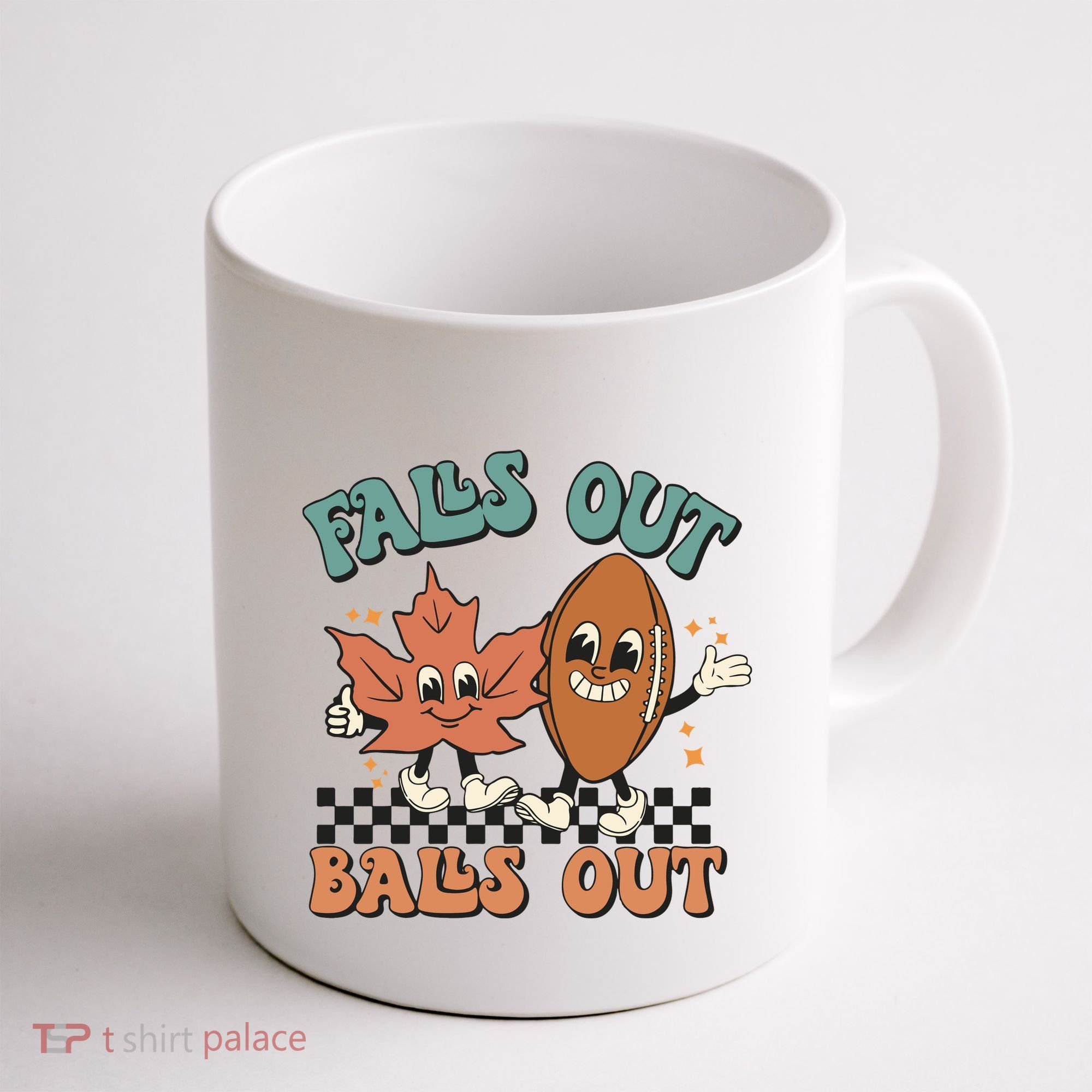 Game Day Retro Football Falls Out Balls Out Coffee Mug