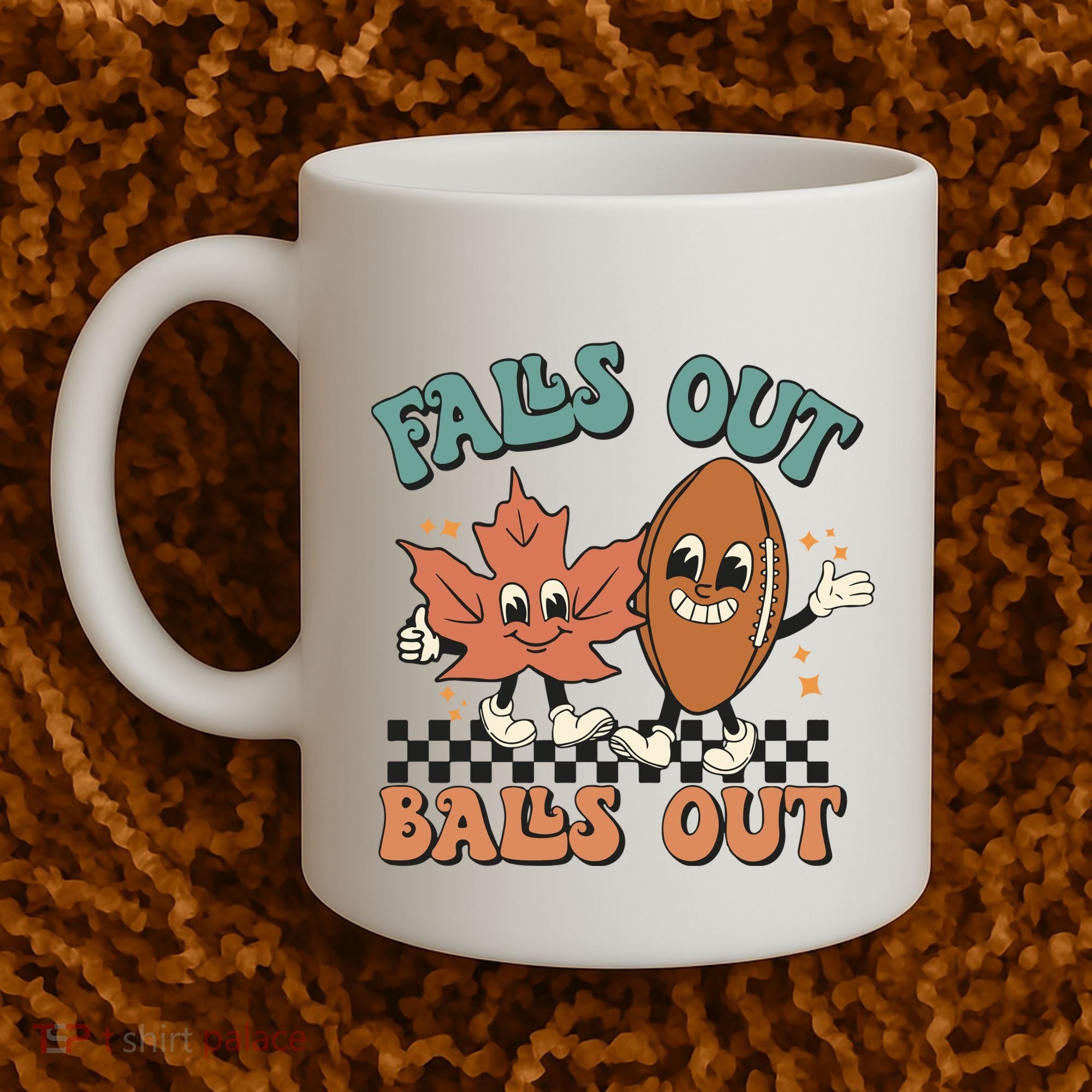 Game Day Retro Football Falls Out Balls Out Coffee Mug
