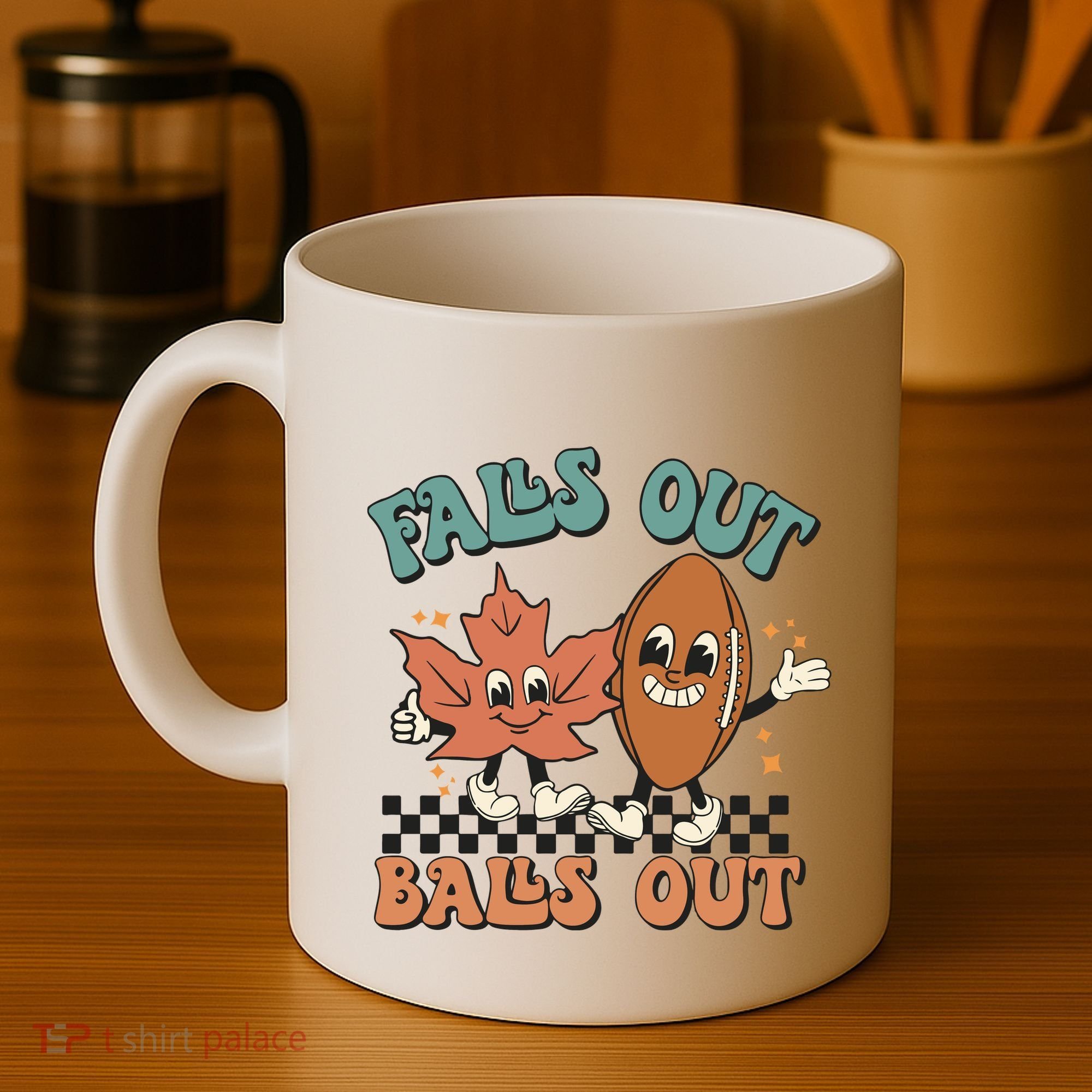 Game Day Retro Football Falls Out Balls Out Coffee Mug