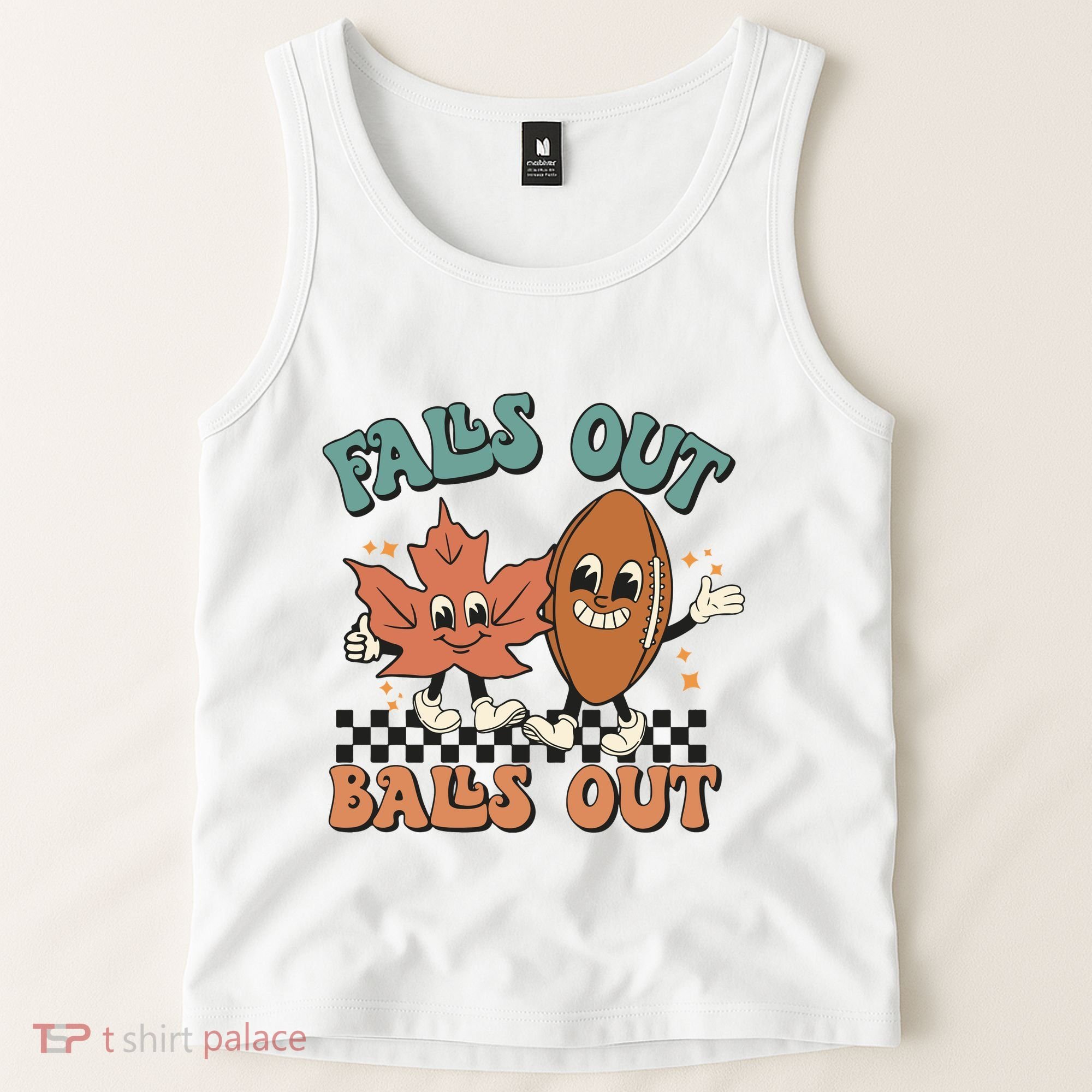 Game Day Retro Football Falls Out Balls Out Tank Top