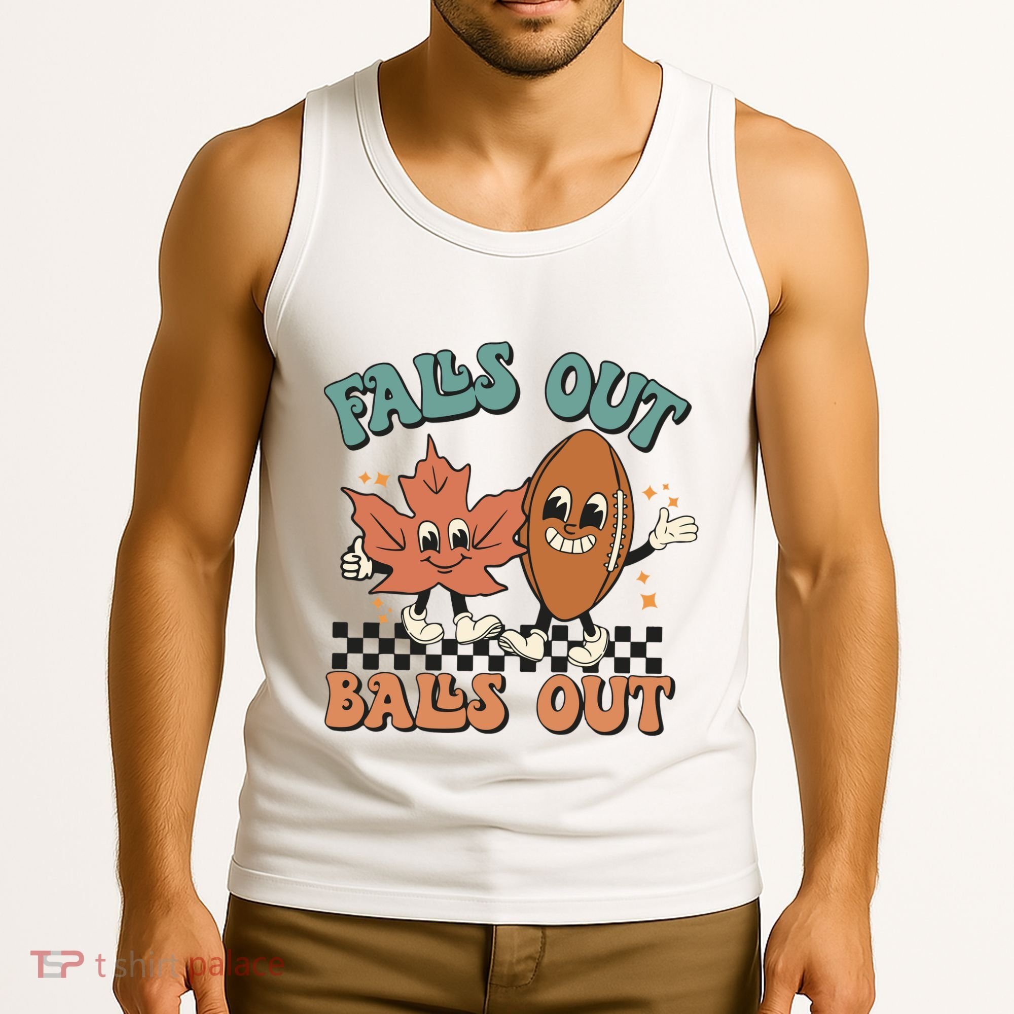 Game Day Retro Football Falls Out Balls Out Tank Top