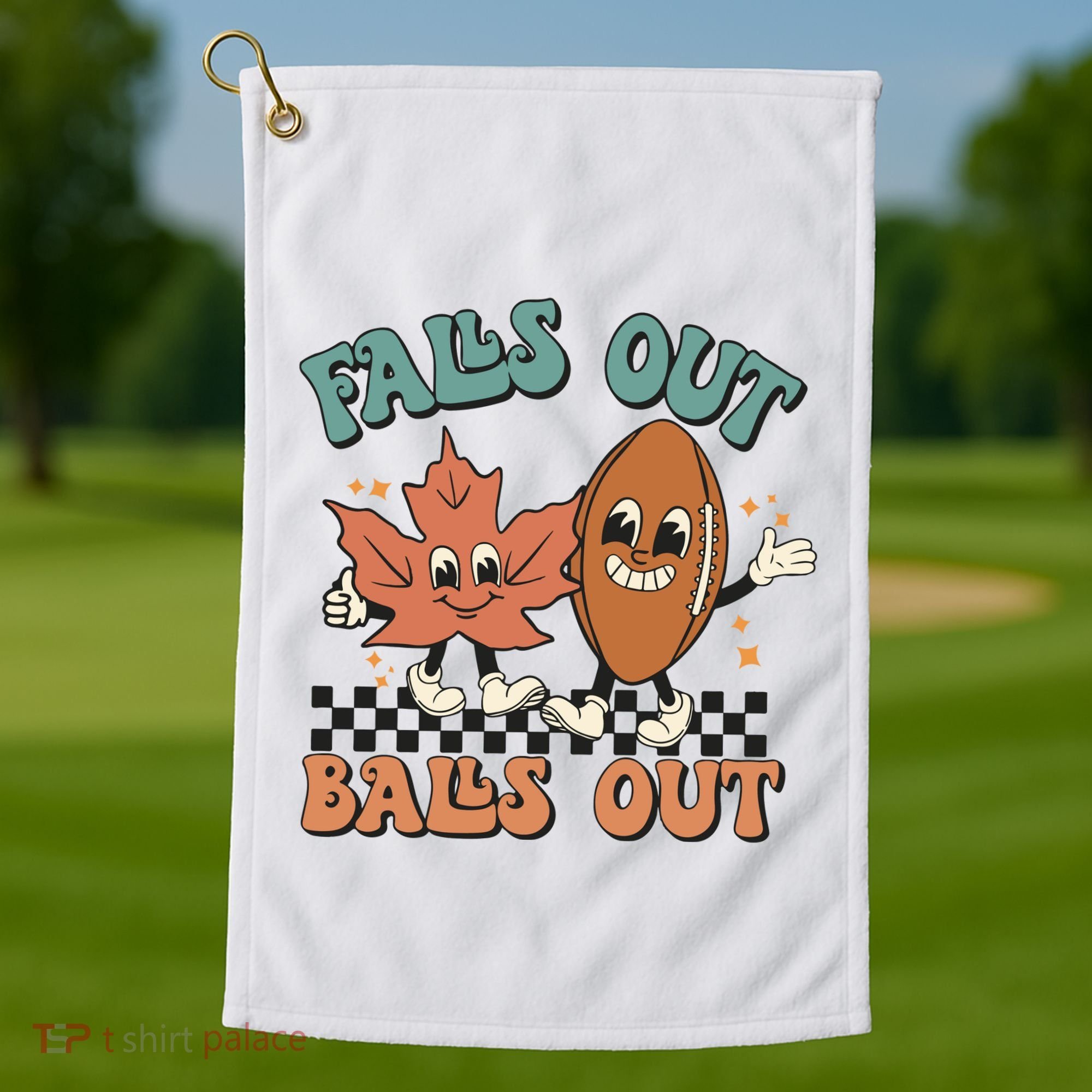 Game Day Retro Football Falls Out Balls Out Golf Towel