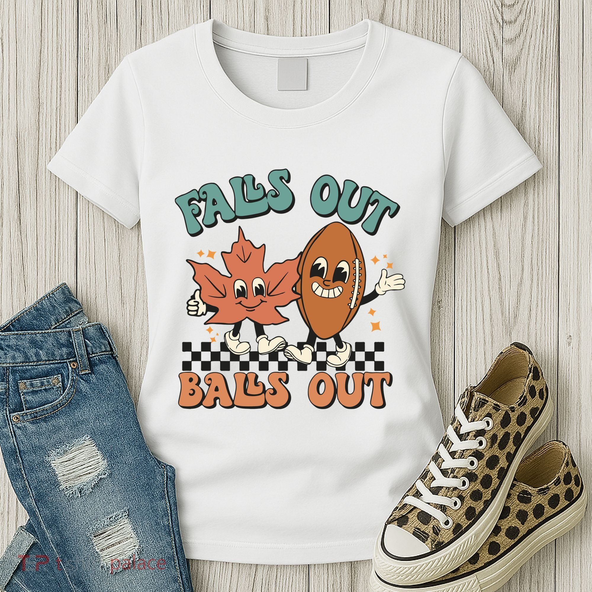 Game Day Retro Football Falls Out Balls Out Women's T-Shirt