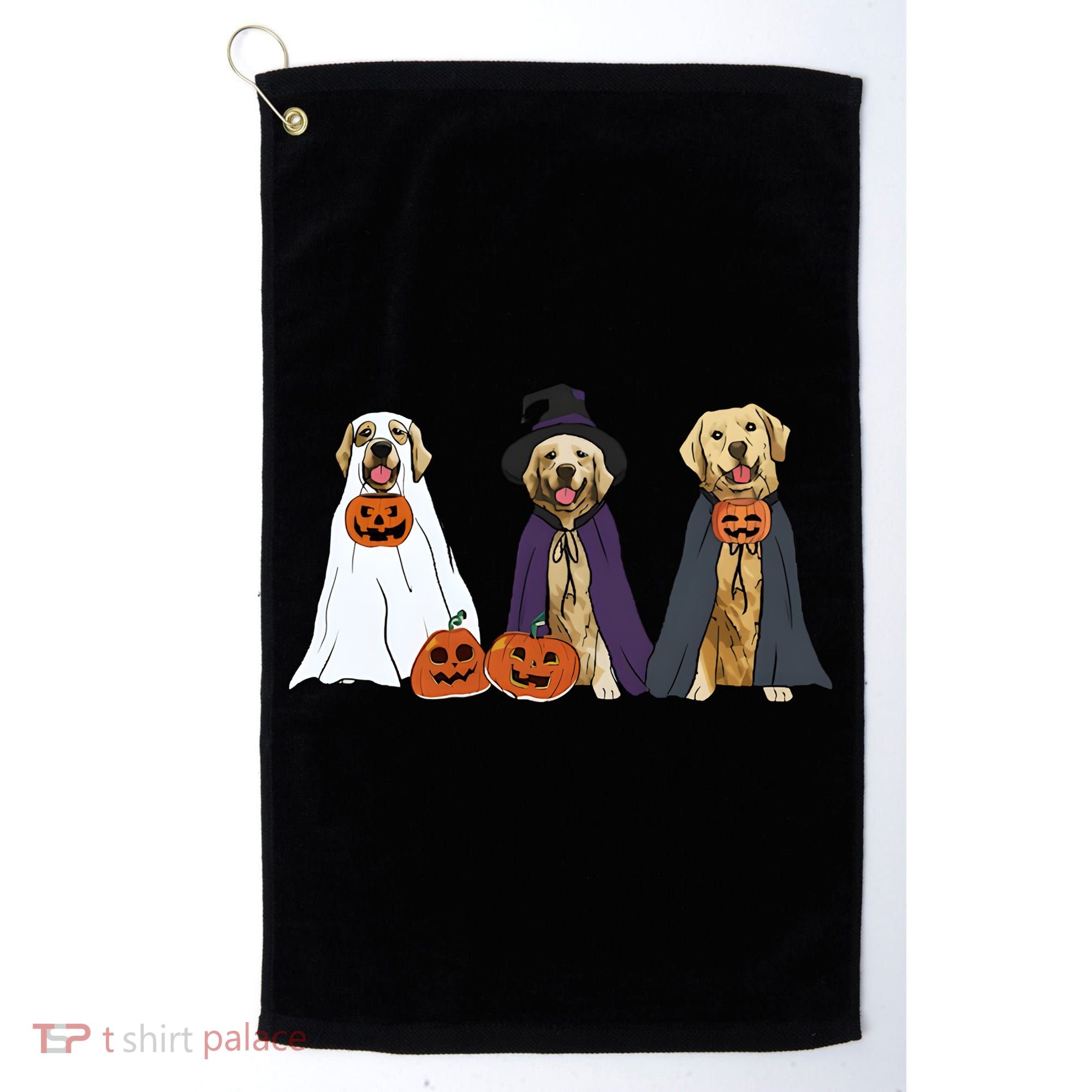 Golden Dog Retriever Ghost Dogs Halloween Golf Towel
