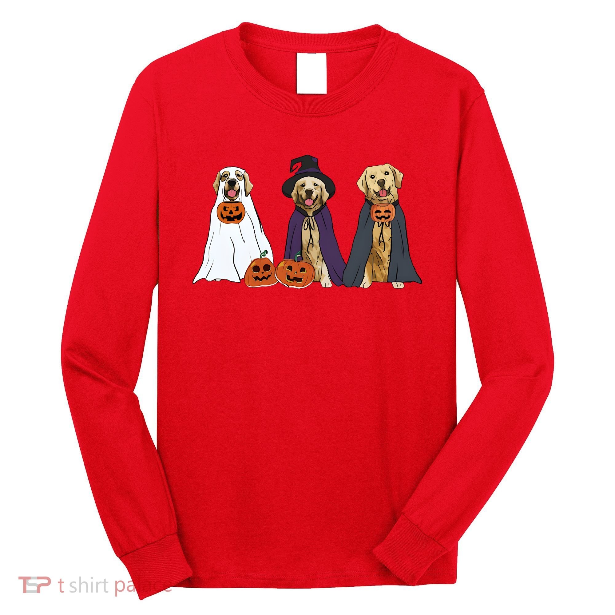Golden Dog Retriever Ghost Dogs Halloween Long Sleeve Shirt
