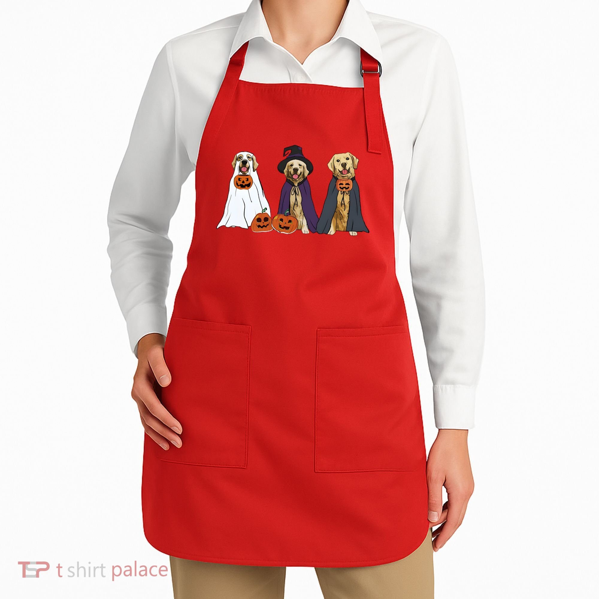 Golden Dog Retriever Ghost Dogs Halloween Apron
