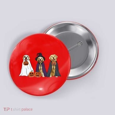 Golden Dog Retriever Ghost Dogs Halloween Button
