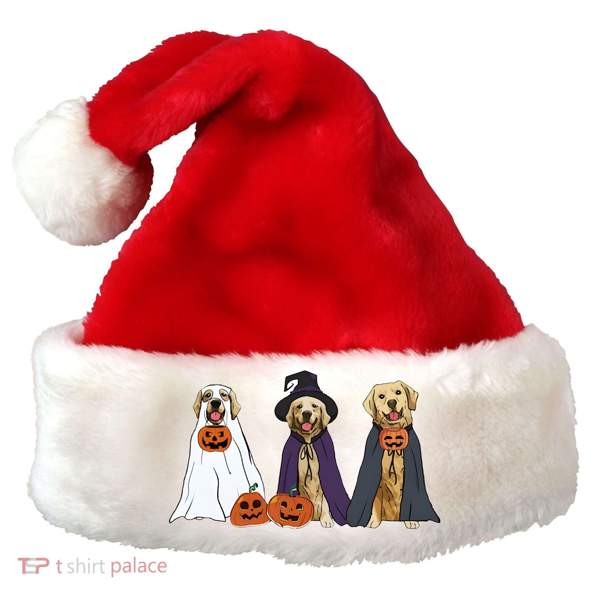Golden Dog Retriever Ghost Dogs Halloween Santa Hat