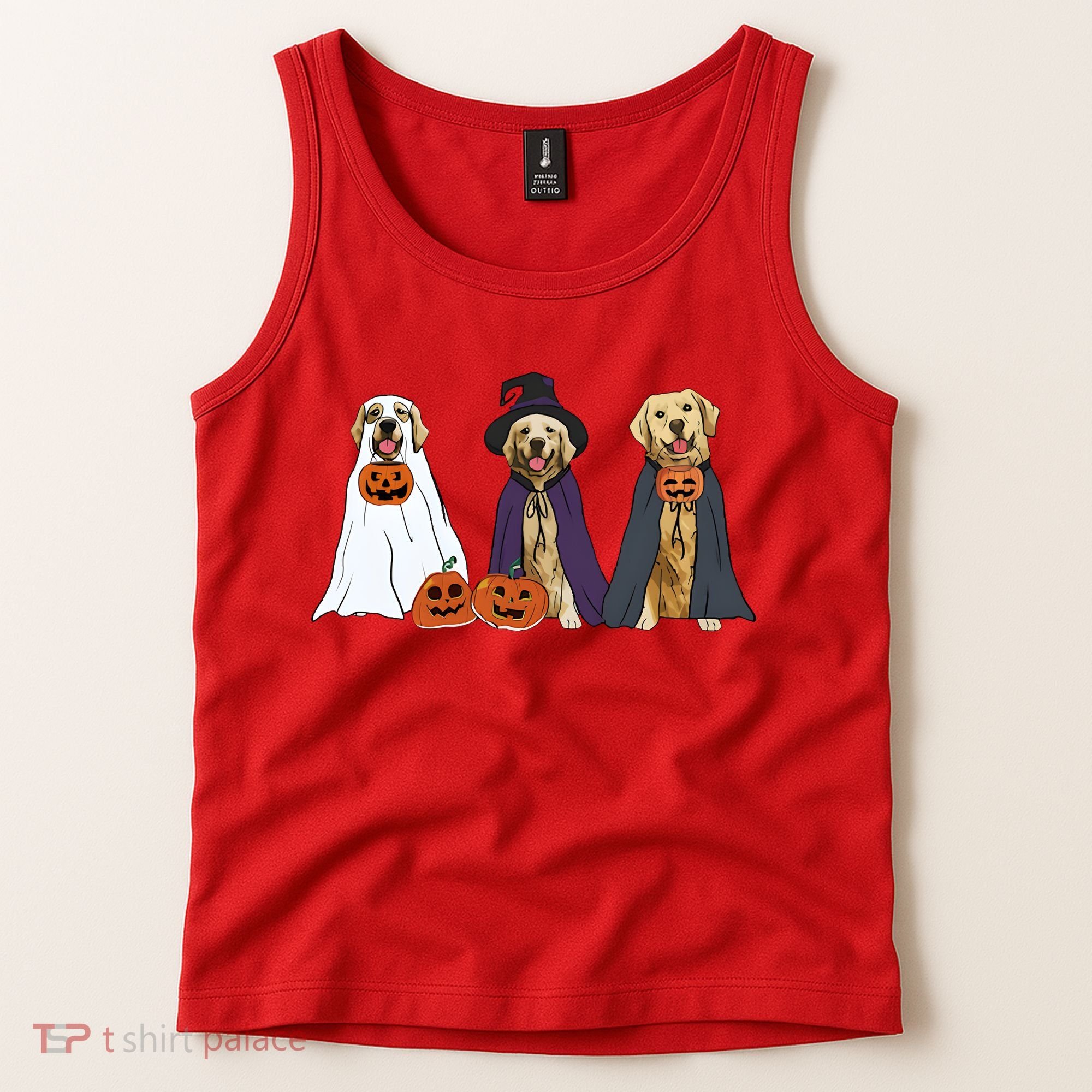 Golden Dog Retriever Ghost Dogs Halloween Tank Top