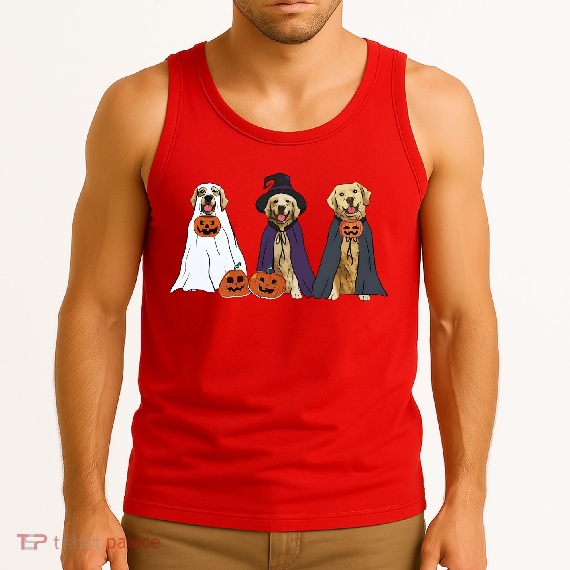 Golden Dog Retriever Ghost Dogs Halloween Tank Top
