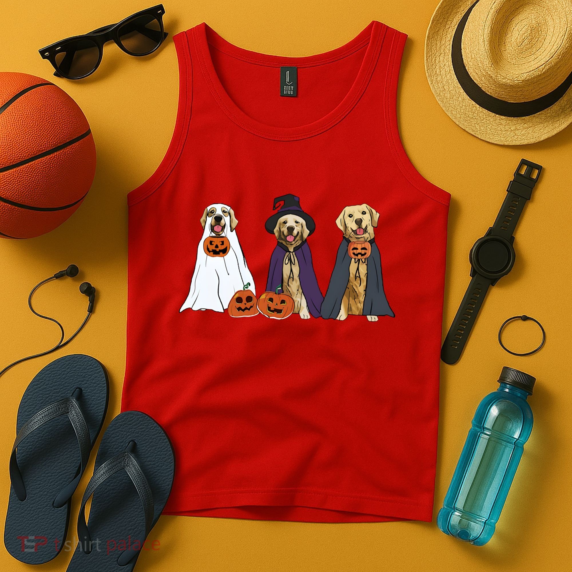 Golden Dog Retriever Ghost Dogs Halloween Tank Top