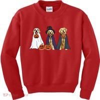 Golden Dog Retriever Ghost Dogs Halloween Kids Sweatshirt thumb 0
