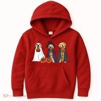 Golden Dog Retriever Ghost Dogs Halloween Kids Hoodie thumb 0