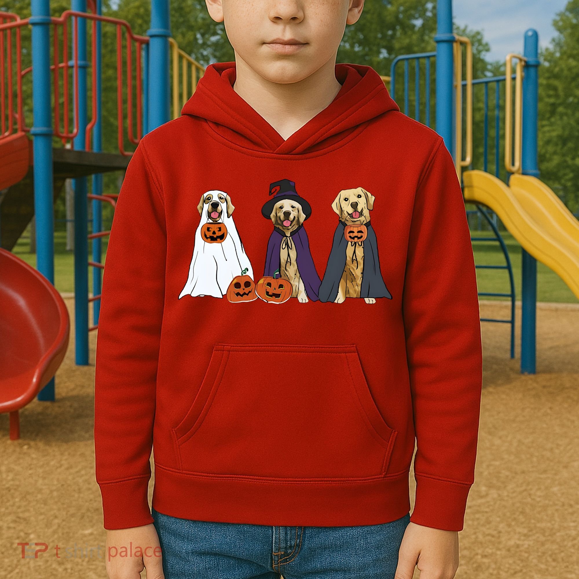 Golden Dog Retriever Ghost Dogs Halloween Kids Hoodie