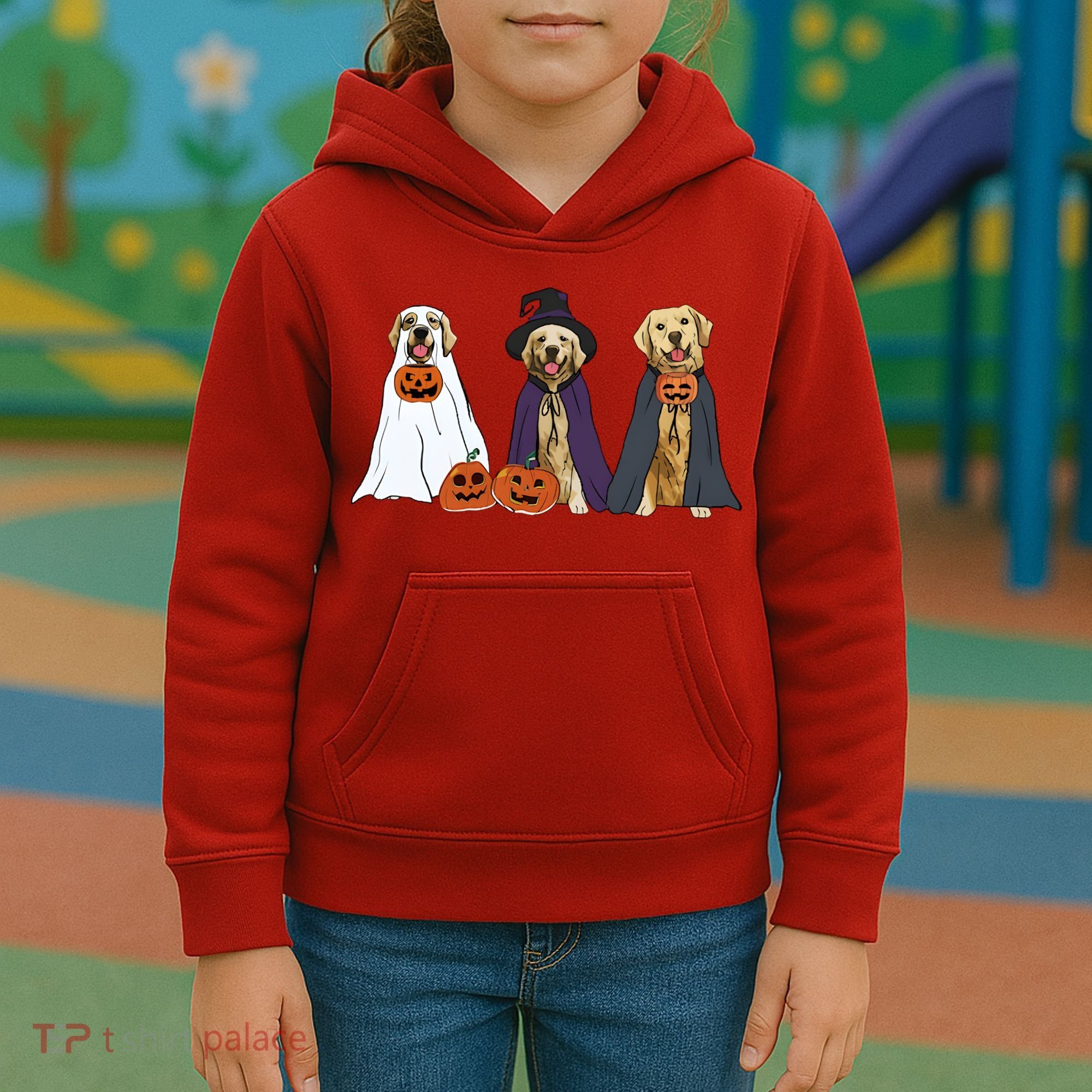 Golden Dog Retriever Ghost Dogs Halloween Kids Hoodie
