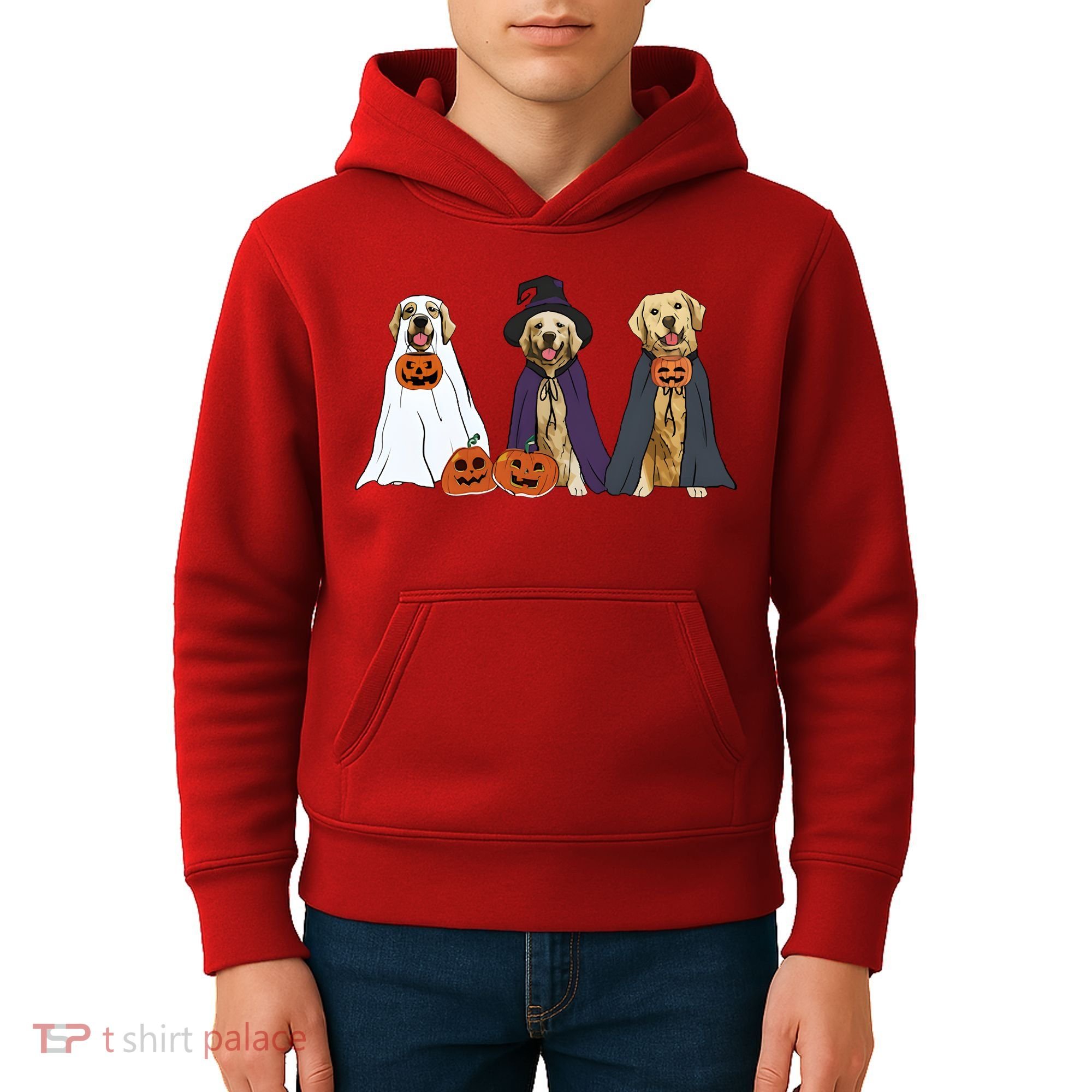 Golden Dog Retriever Ghost Dogs Halloween Kids Hoodie
