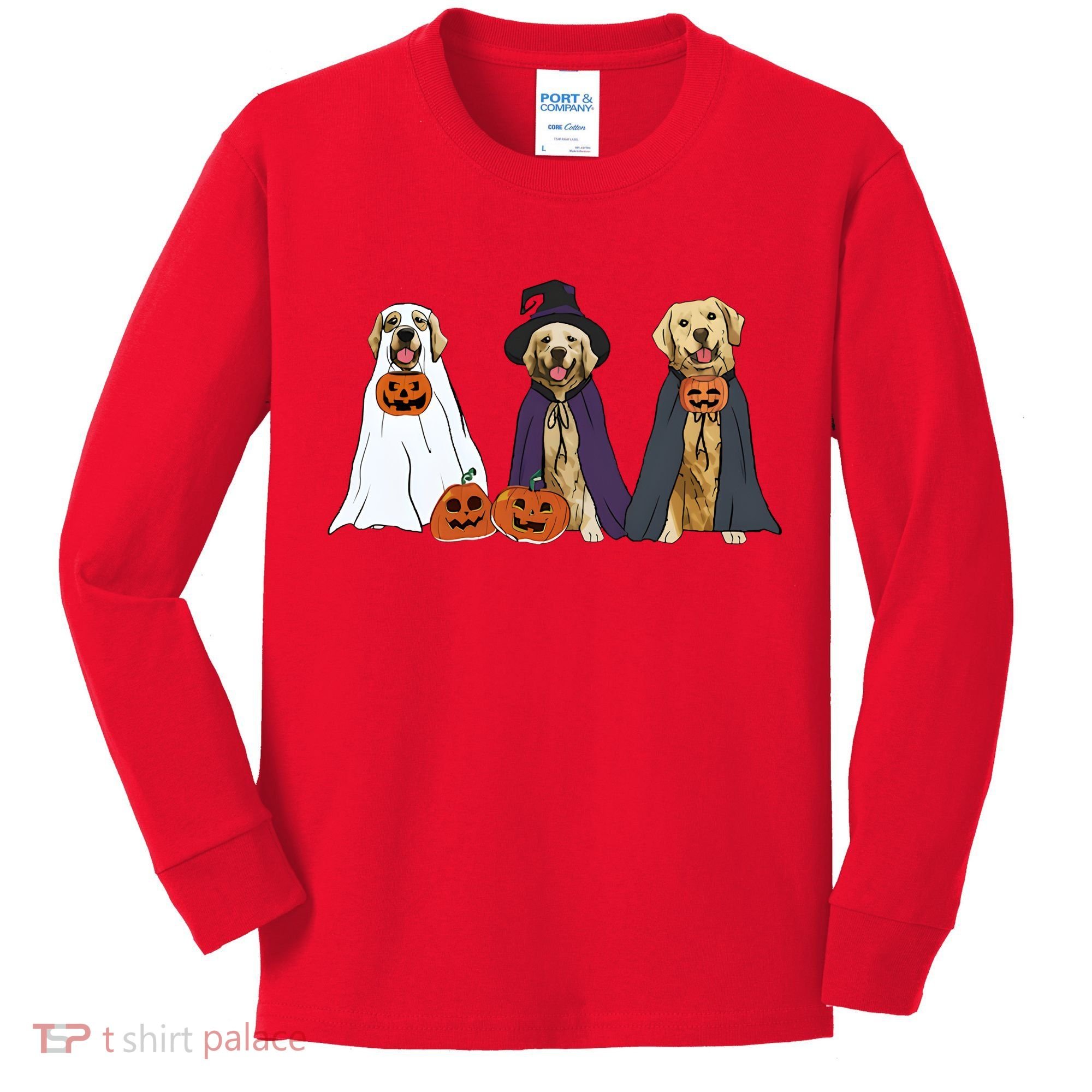 Golden Dog Retriever Ghost Dogs Halloween Kids Long Sleeve Shirt