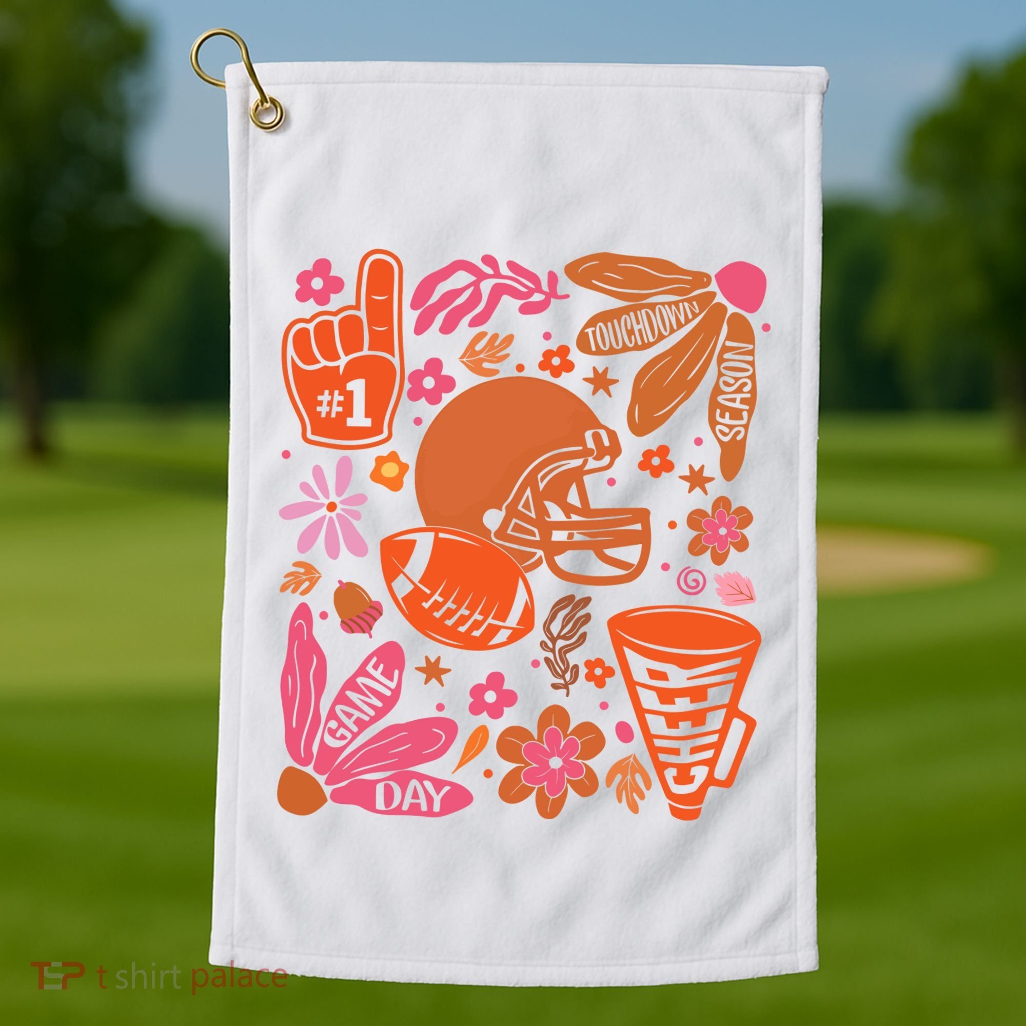 Game Day Retro Football Touchdown Season Golf Towel