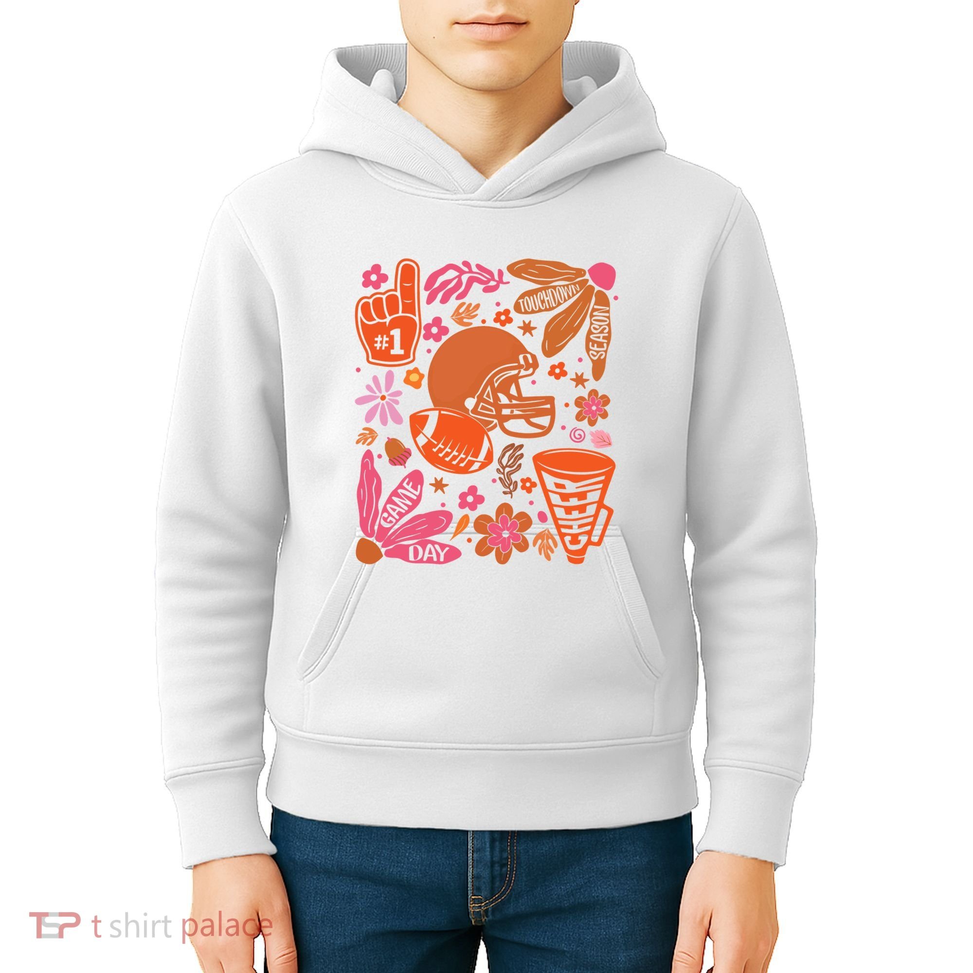 Game Day Retro Football Touchdown Season Kids Hoodie