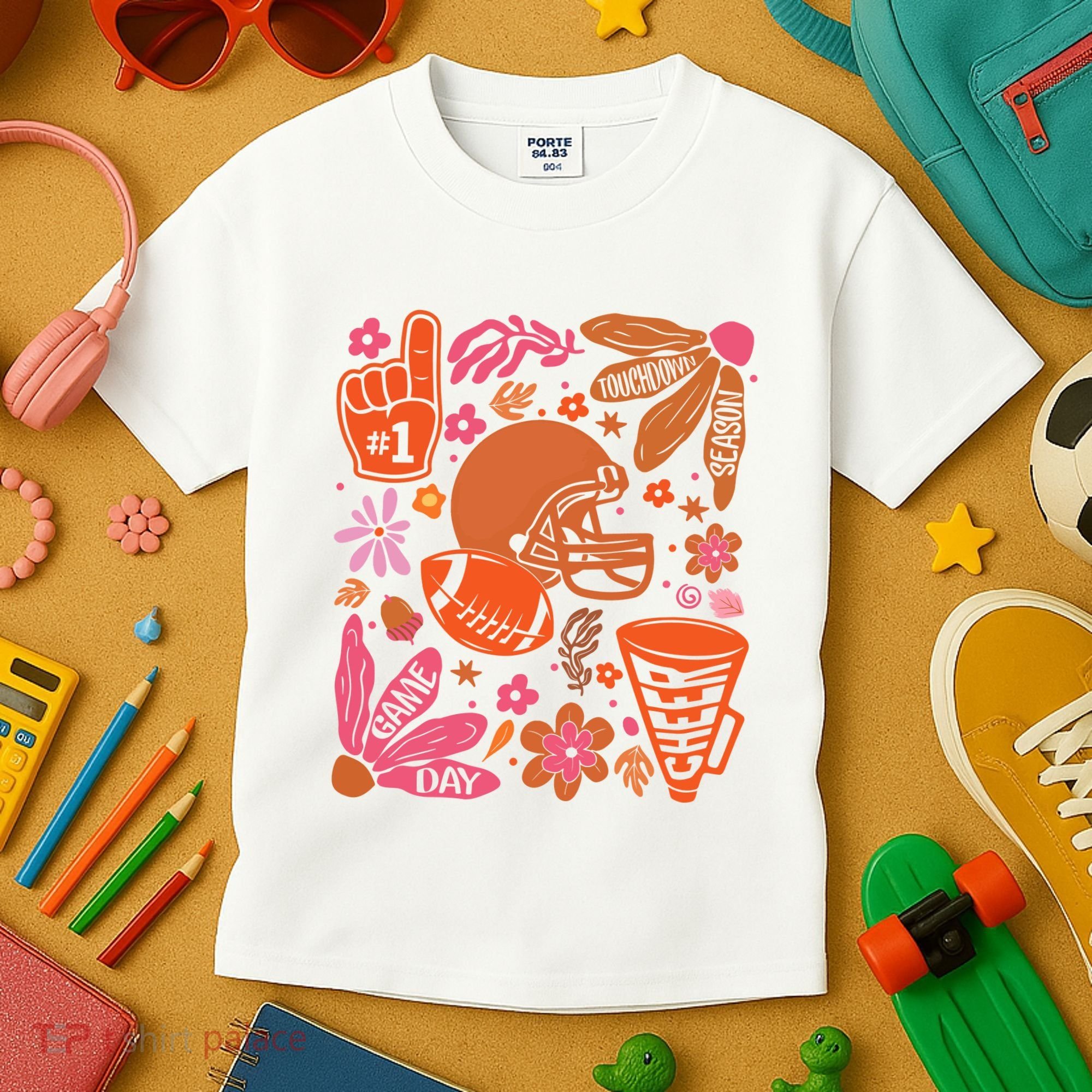 Game Day Retro Football Touchdown Season Kids T-Shirt