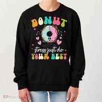 Groovy Donut Stress Do Your Best Teacher Test Day Women's Sweatshirt thumb 0