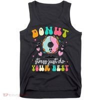 Groovy Donut Stress Do Your Best Teacher Test Day Tank Top thumb 0