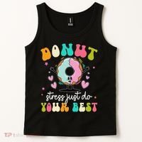 Groovy Donut Stress Do Your Best Teacher Test Day Tank Top thumb 2