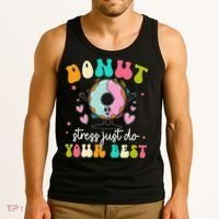 Groovy Donut Stress Do Your Best Teacher Test Day Tank Top thumb 3