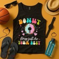 Groovy Donut Stress Do Your Best Teacher Test Day Tank Top thumb 4