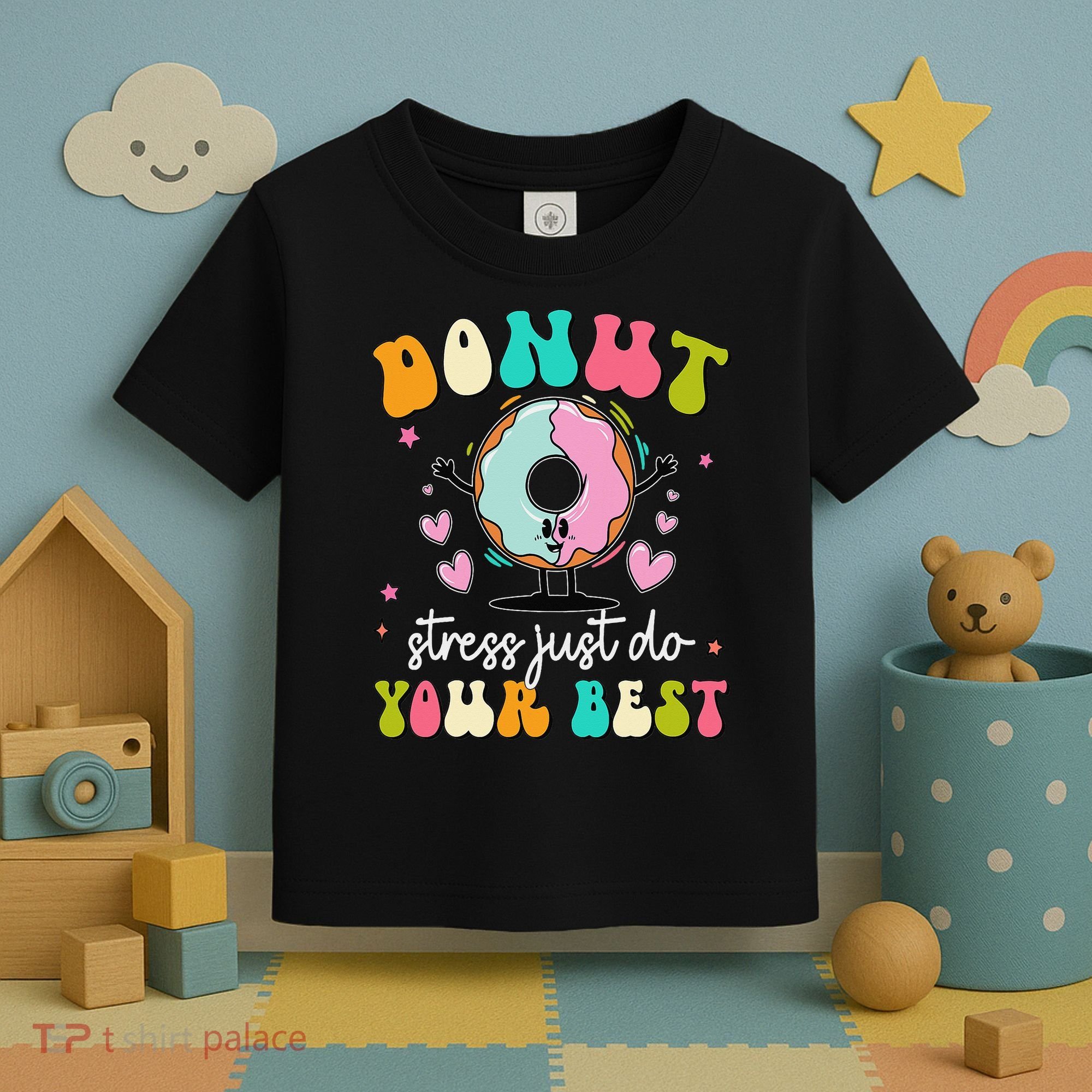Groovy Donut Stress Do Your Best Teacher Test Day Toddler T-Shirt
