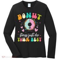 Groovy Donut Stress Do Your Best Teacher Test Day Women's Long Sleeve Shirt thumb 0