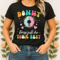 Groovy Donut Stress Do Your Best Teacher Test Day Women's T-Shirt thumb 2