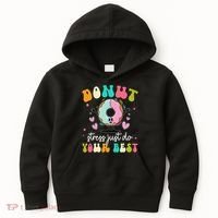 Groovy Donut Stress Do Your Best Teacher Test Day Kids Hoodie thumb 0