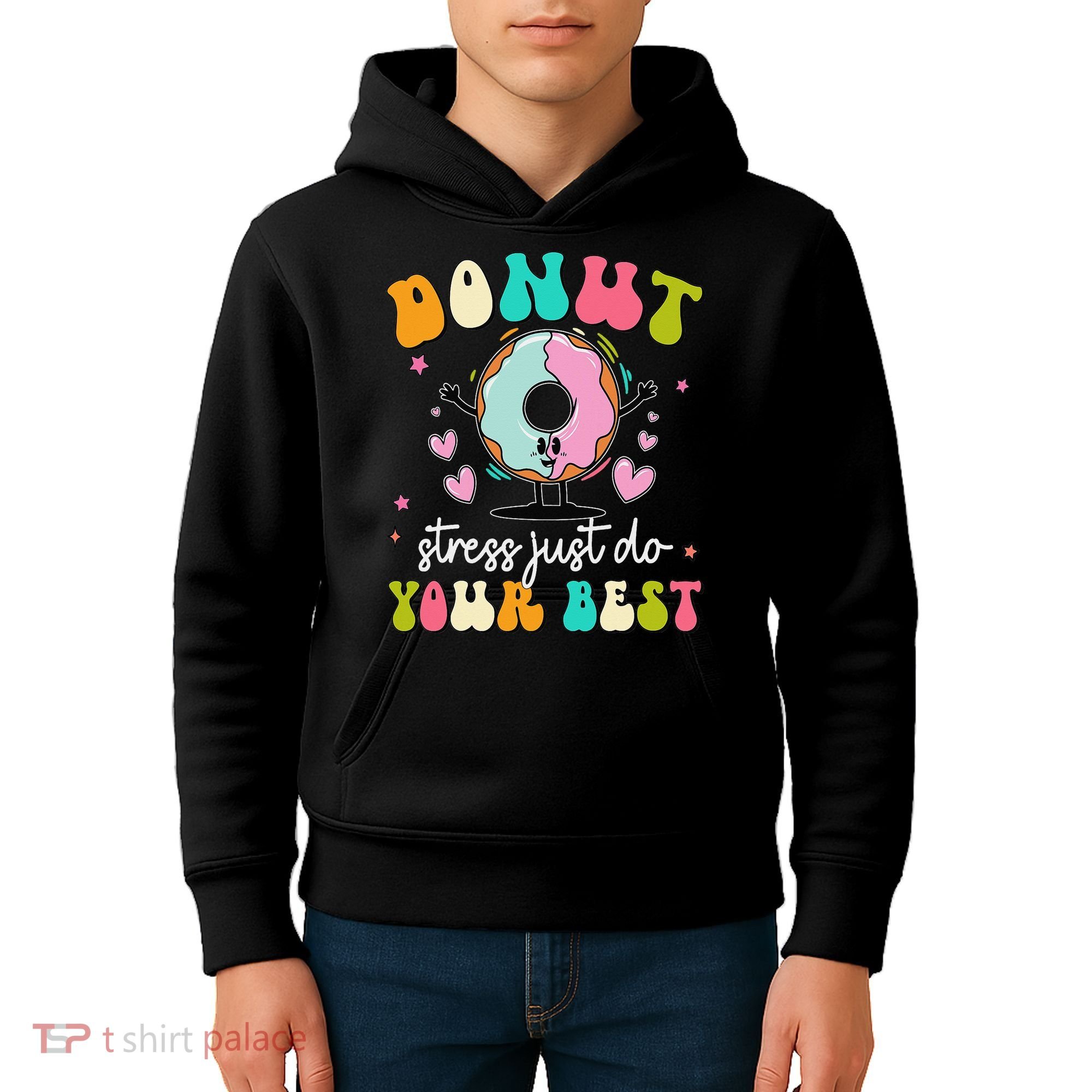 Groovy Donut Stress Do Your Best Teacher Test Day Kids Hoodie