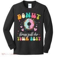 Groovy Donut Stress Do Your Best Teacher Test Day Kids Long Sleeve Shirt thumb 0