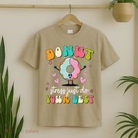 Groovy Donut Stress Do Your Best Teacher Test Day T-Shirt thumb 2