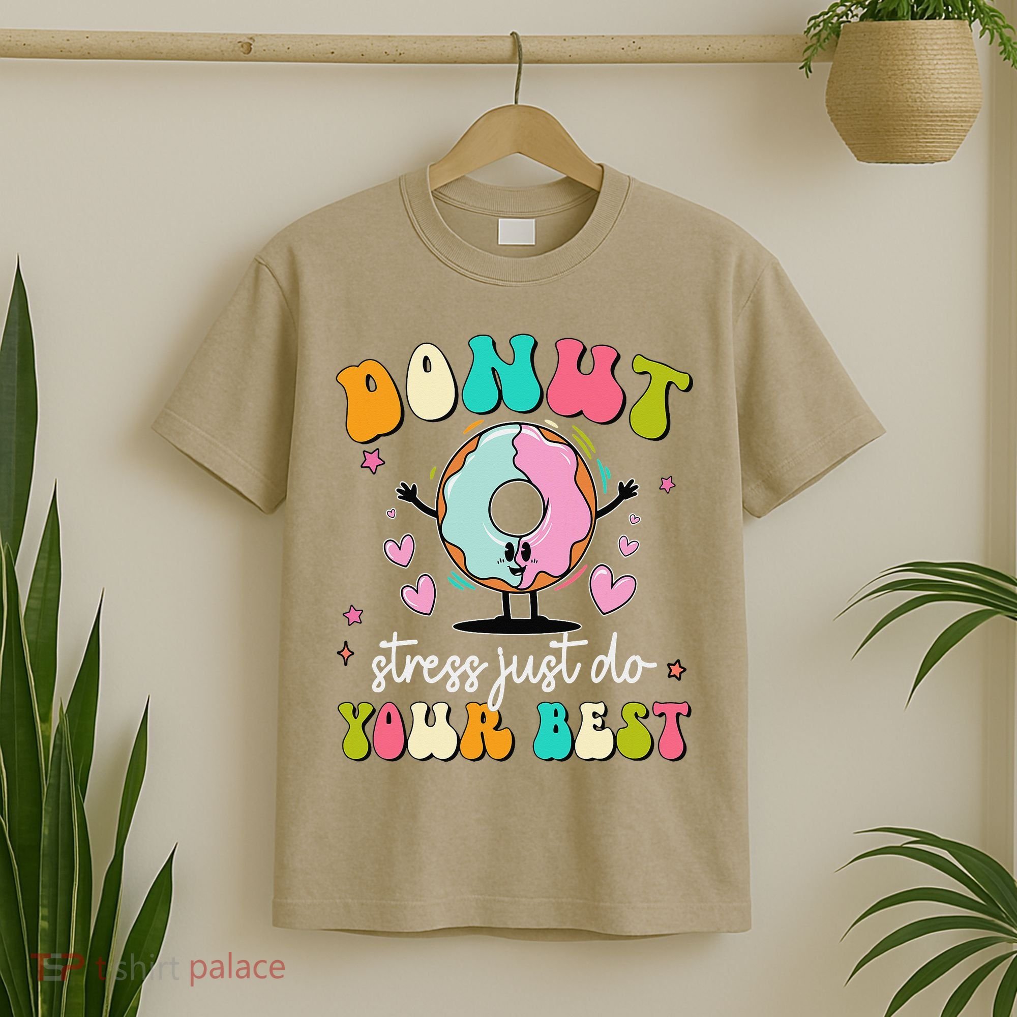 Groovy Donut Stress Do Your Best Teacher Test Day T-Shirt