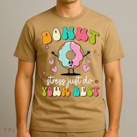 Groovy Donut Stress Do Your Best Teacher Test Day T-Shirt thumb 3